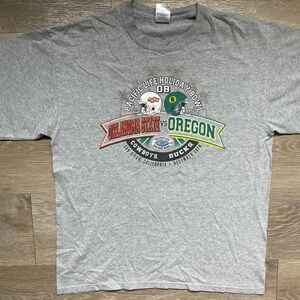 2008 Holiday Bowl Oregon vs Oklahoma State Grey Cotton T Shirt
